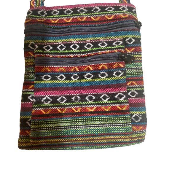 Handmade Multicolor Boho Crossbody Bag With Adjustable Strap & Front Pocket - Picture 3 of 8